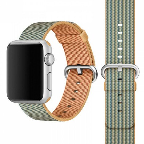 Curea iUni compatibila cu Apple Watch 1/2/3/4/5/6/7, 38mm, Nylon, Woven Strap, Gold/Gray