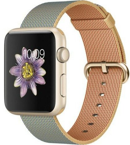 Curea iUni compatibila cu Apple Watch 1/2/3/4/5/6/7, 42mm, Nylon, Woven Strap, Gold/Gray