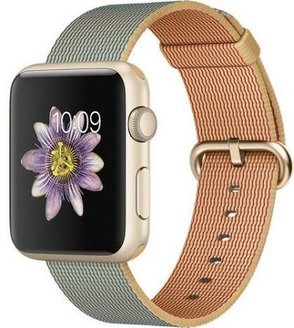 Curea iUni compatibila cu Apple Watch 1/2/3/4/5/6/7, 38mm, Nylon, Woven Strap, Gold/Gray